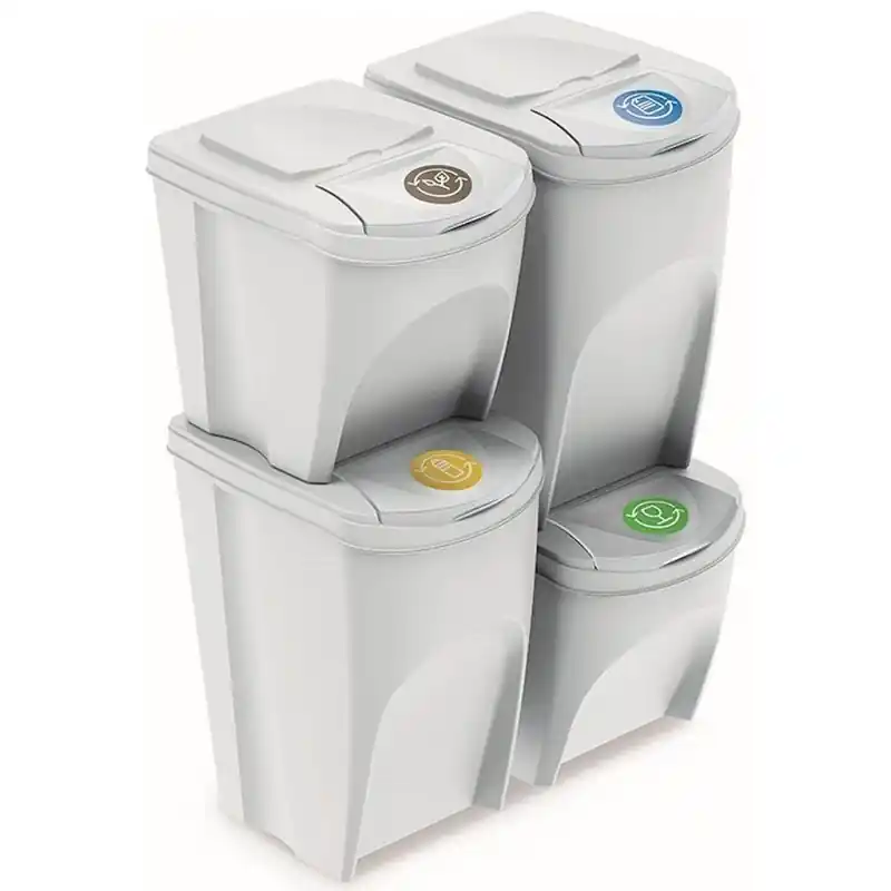 Aktuell Prosperplast SORTIBOX Set mit 4 Abfallbehältern, 2x25 l und 2x35 l, weiß IKWBMS4