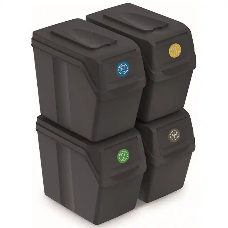 Echt Prosperplast Satz Sortibox-Trennfächer Mülleimer Mülltrennung 4x20l, anthrazit ISWB20S4