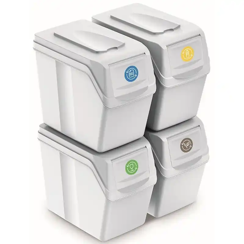 Direktkauf Prosperplast Satz Sortibox-Trennfächer Mülleimer Mülltrennung 4x20l, weiß ISWB20S4