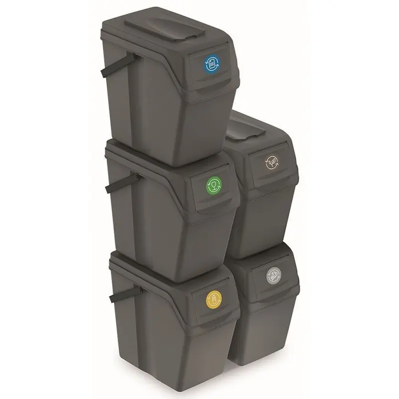 SORTIBOX II Mülleimer Abfalleimer Müllsortierer Mülltrennsystem 5x25l, Grau ISWB25S5 Beliebt