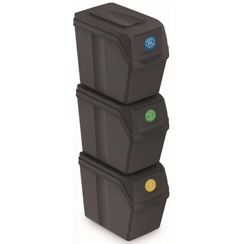 Neu Im Sortiment Prosperplast SORTIBOX Sortier Mülleimer zum Mülltrennung 3x20l, anthrazit ISWB20S3