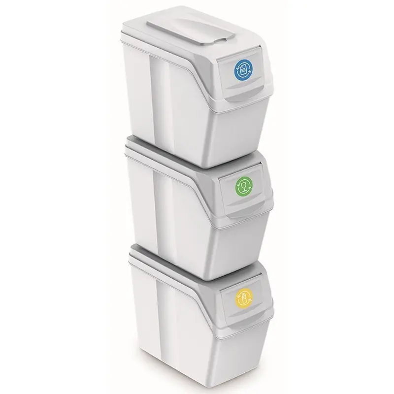 Prosperplast SORTIBOX Sortier Mülleimer zum Mülltrennung 3x20l, Weiß ISWB20S3 Letzte Chance