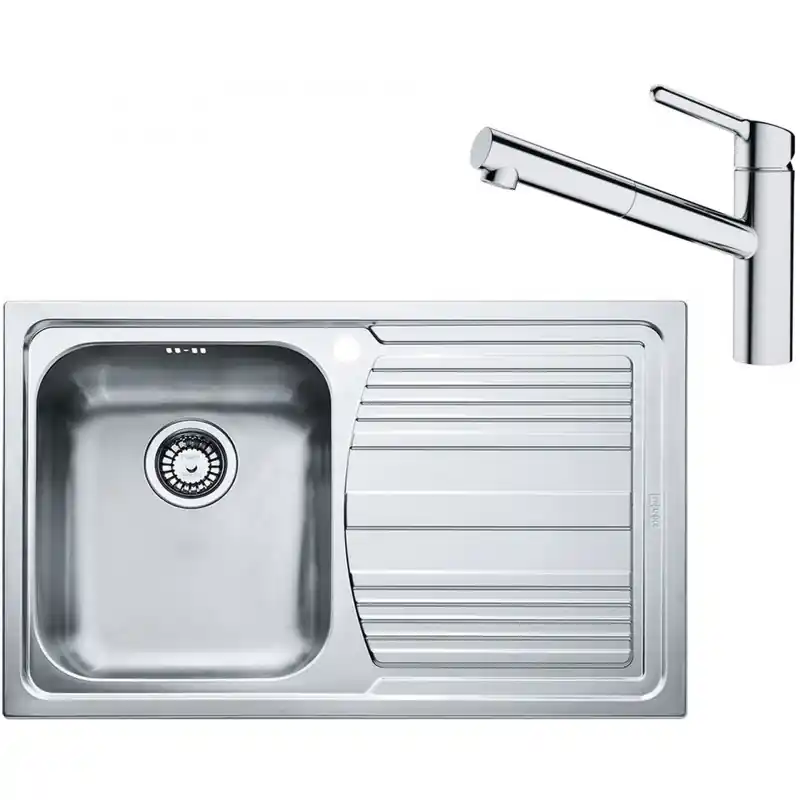 Franke SET N83 Edelstahlspüle LLX 611/2 + Küchenarmatur FC 3055.031 Echt