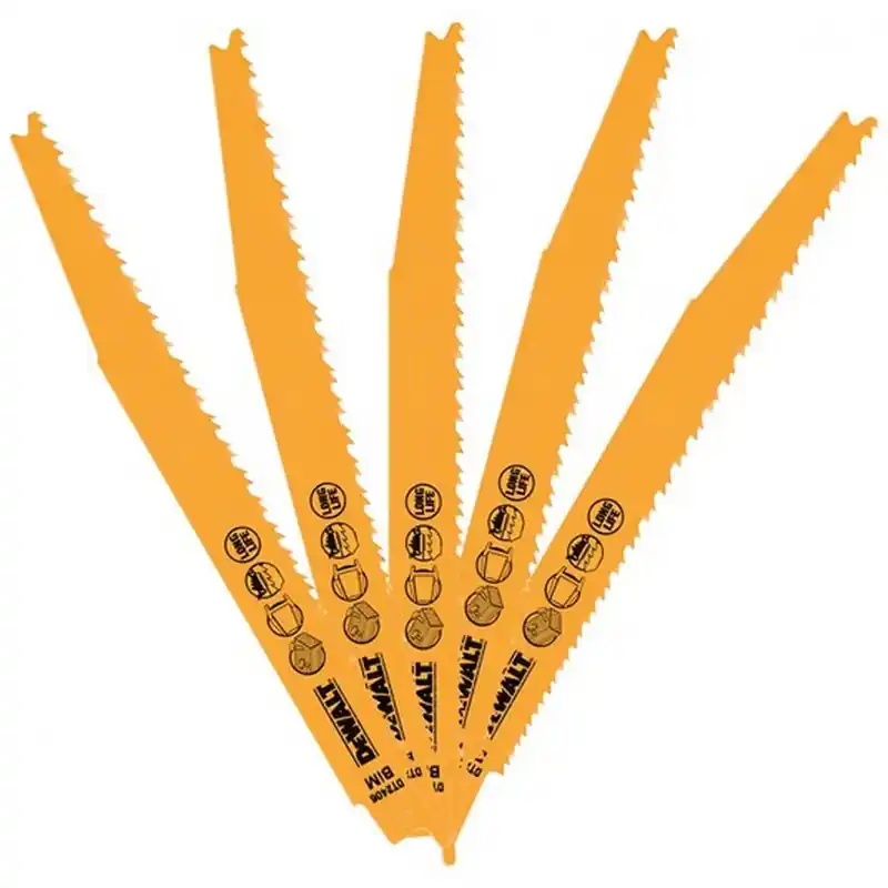 Mega-Angebot DeWALT DT2406-QZ Bimetall-Säbelsägeblatt, 203 mm, für Holz und Holz mit Nägeln, 5 Stk.