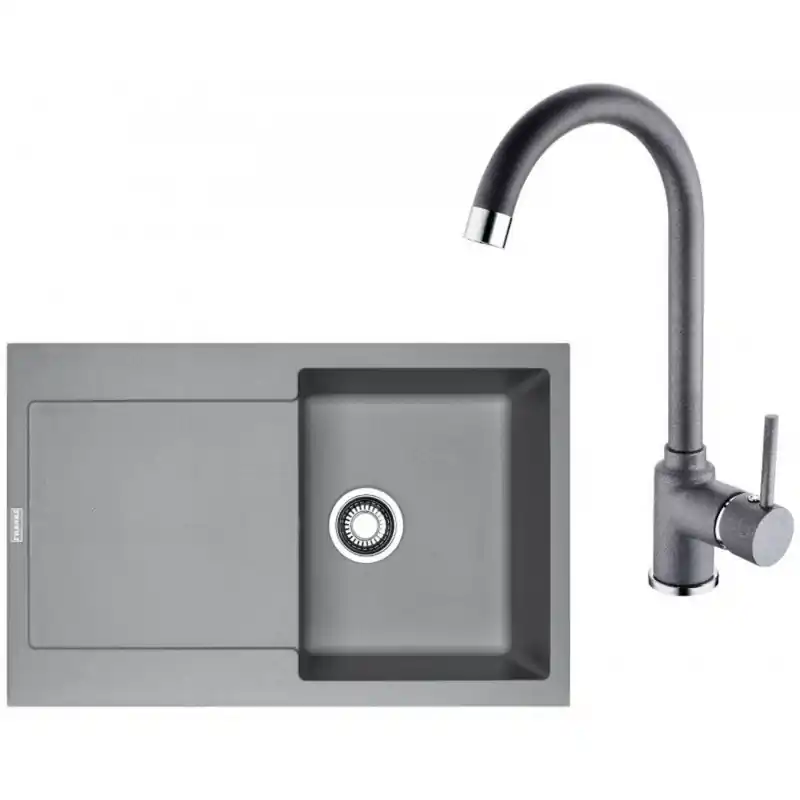 Garantierte Lieferung Franke SET G168 (Küchenspüle MRG 611 + Einhebelmischer FP 9000.084) Steingrau 114.0587.980