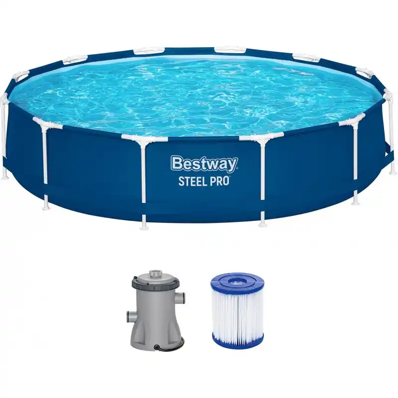 Top-Preis BESTWAY Steel Pro Frame Pool 366 x 76 cm, Set mit Filterpumpe 56681