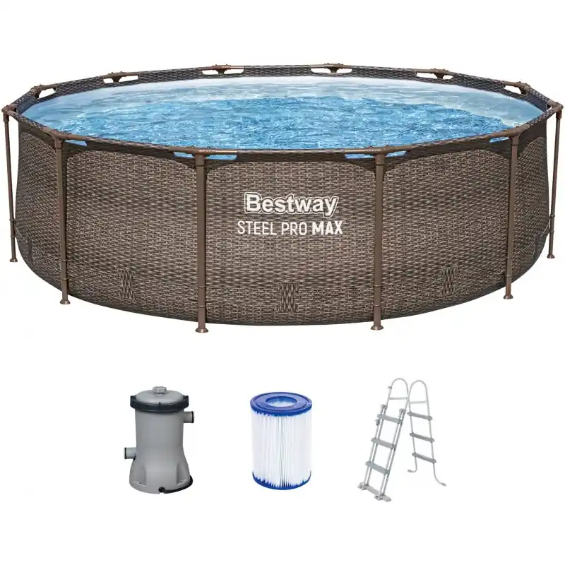 BESTWAY Steel Pro Max Frame Pool 366 x 100 cm, Komplett-Set mit Filterpumpe 56709 Schnäppchen