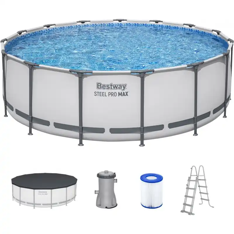 Preisreduziert BESTWAY Steel Pro Max Frame Pool 457 x 122 cm, Set mit Filterpumpe 56438