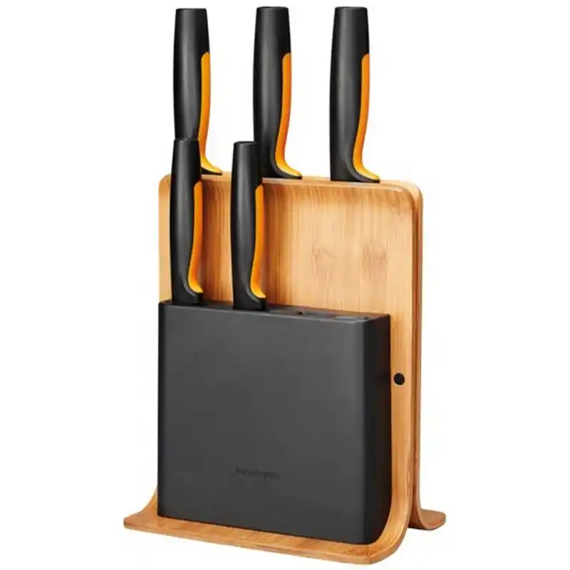 Fiskars Functional Form Messerblock mit 5 Messern, Bambus 1057552 Kracherpreis