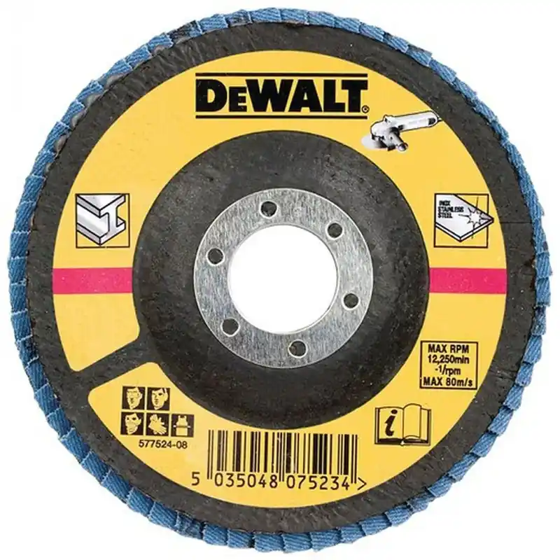 Zertifiziert DeWALT DT3309-QZ Schleiflamellenschleifscheibe flach schräg 60 G für Metall, 125 mm