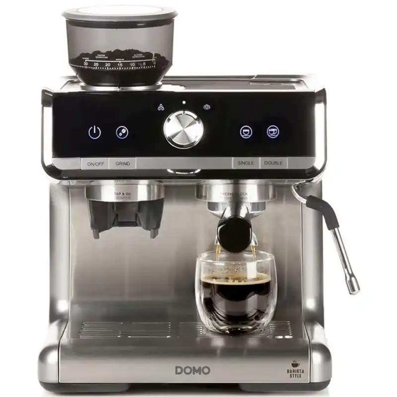Schnäppchen DOMO Siebträgermaschine 1500W, Schwarz/Silber DO720K