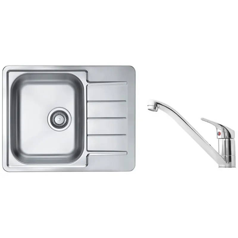 ALVEUS Set LINE 110 Edelstahlspüle 615x500 mm + Küchenarmatur RIVIERA X Chrom Letzte Chance