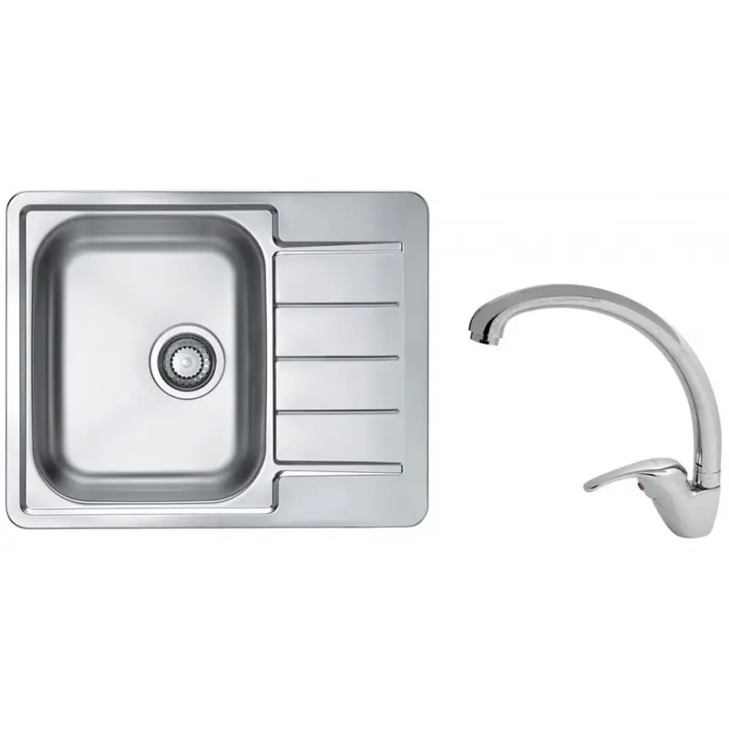 ALVEUS Set LINE 110 Edelstahlspüle 615x500 mm + Küchenarmatur GRANDIA Chrom Mega-Angebot