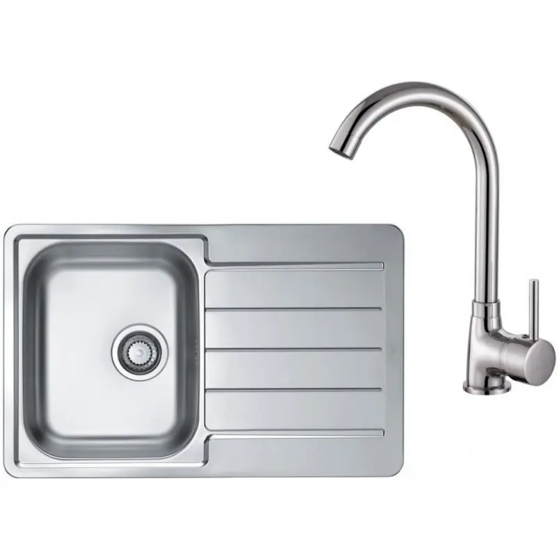 Versand Am Gleichen Tag ALVEUS Set LINE 80 Edelstahlspüle 790x500 mm + Küchenarmatur KARINA Chrom