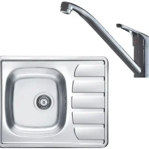 Sofort Bestellen ALVEUS Set ZOOM 10 Edelstahlspüle 615x500 mm + Küchenarmatur RIVIERA X Chrom