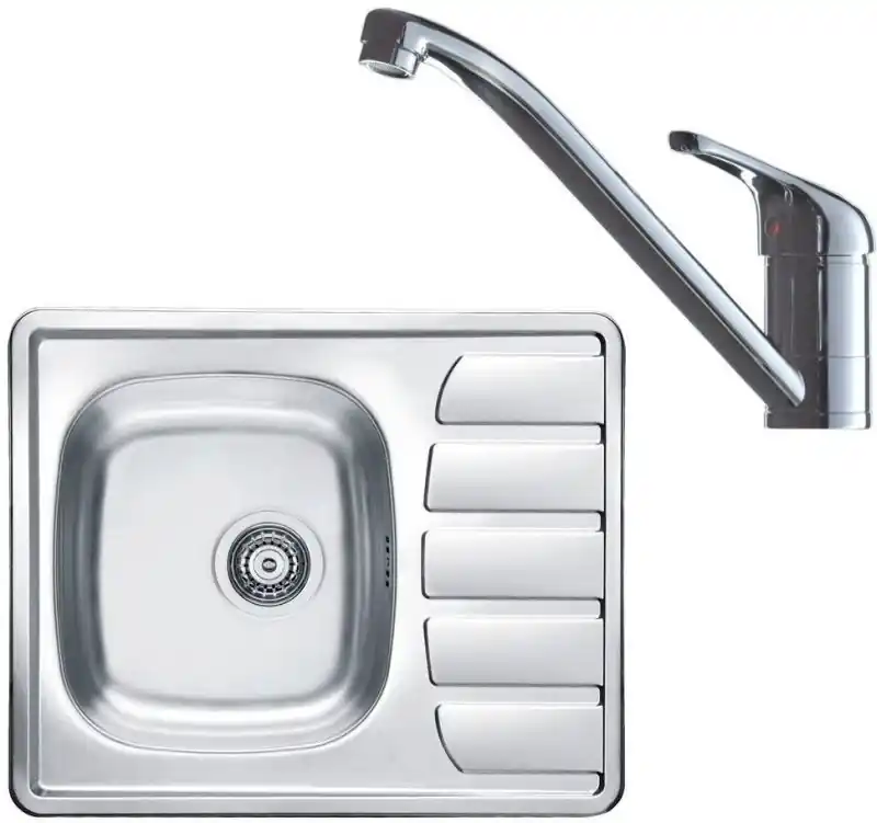 Sofort Bestellen ALVEUS Set ZOOM 10 Edelstahlspüle 615x500 mm + Küchenarmatur RIVIERA X Chrom