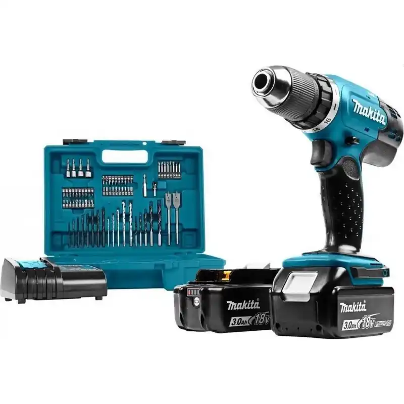 Preisreduziert Makita DDF453SFX1 Akku-Bohrerschrauber mit Zubehör Li-ion LXT (2x3,0Ah/18V)