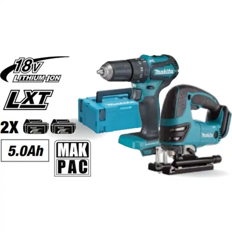Makita HF2108-5 Akku-Schlagbohrschrauber DHP483RTJ+Pendelhubstichsäge DJV180Z Echt
