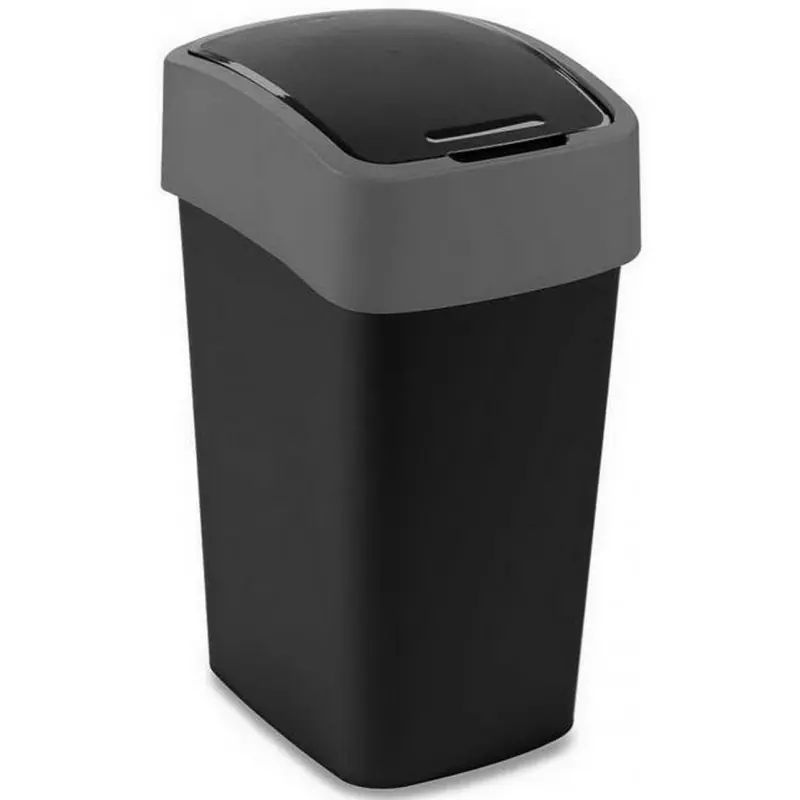 CURVER FLIP BIN 25L Mülleimer 47 x 26 x 34 cm schwarz/silber 02171-Y09 Neu