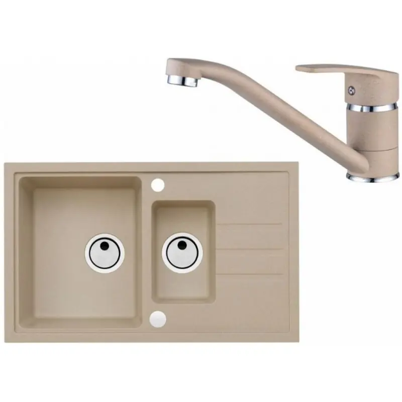 Jetzt Bestellen ALVEUS Set INTERMEZZO 70 Granitspüle 780x480 mm + Küchenarmatur NINA, beige