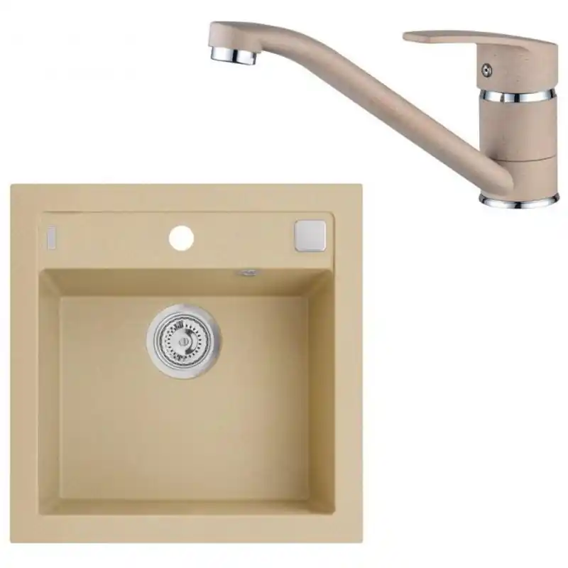 ALVEUS Set FORMIC 20 Granitspüle 520x510 mm + Küchenarmatur NINA, beige Super-Preis