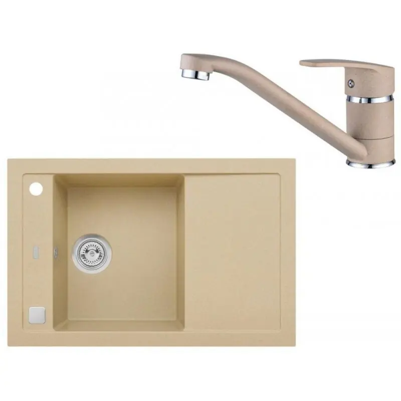 ALVEUS Set FORMIC 30 Granitspüle 760x500 mm + Küchenarmatur NINA, beige Sale