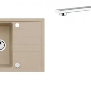 Wochenendangebot ALVEUS Set INTERMEZZO 130 Granitspüle 780x480 mm + Küchenarmatur RENO, beige