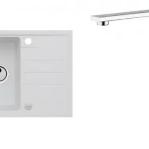 Aktuell ALVEUS Set INTERMEZZO 130 Granitspüle 780x480 mm + Küchenarmatur RENO, weiß