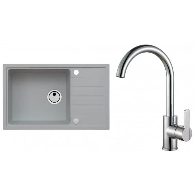 ALVEUS Set INTERMEZZO 130 Granitspüle 780x480 mm + Küchenarmatur TONIA, beton + Chrom Direktkauf