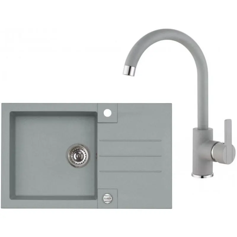 ALVEUS Set ROCK 130 Granitspüle 780x480 mm + Küchenarmatur TONIA, beton Nur Heute