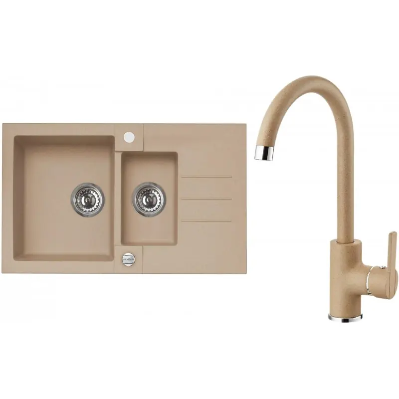 ALVEUS Set ROCK 70 Granitspüle 780x480 mm + Küchenarmatur TONIA, beige Markenprodukt