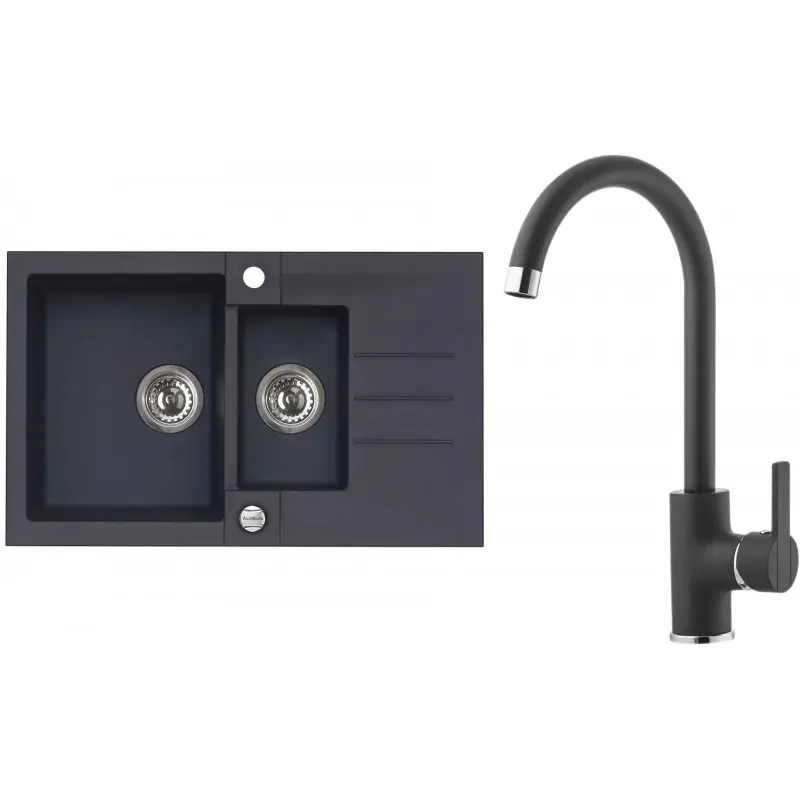 ALVEUS Set ROCK 70 Granitspüle 780x480 mm + Küchenarmatur TONIA, schwarz Jetzt Bestellen