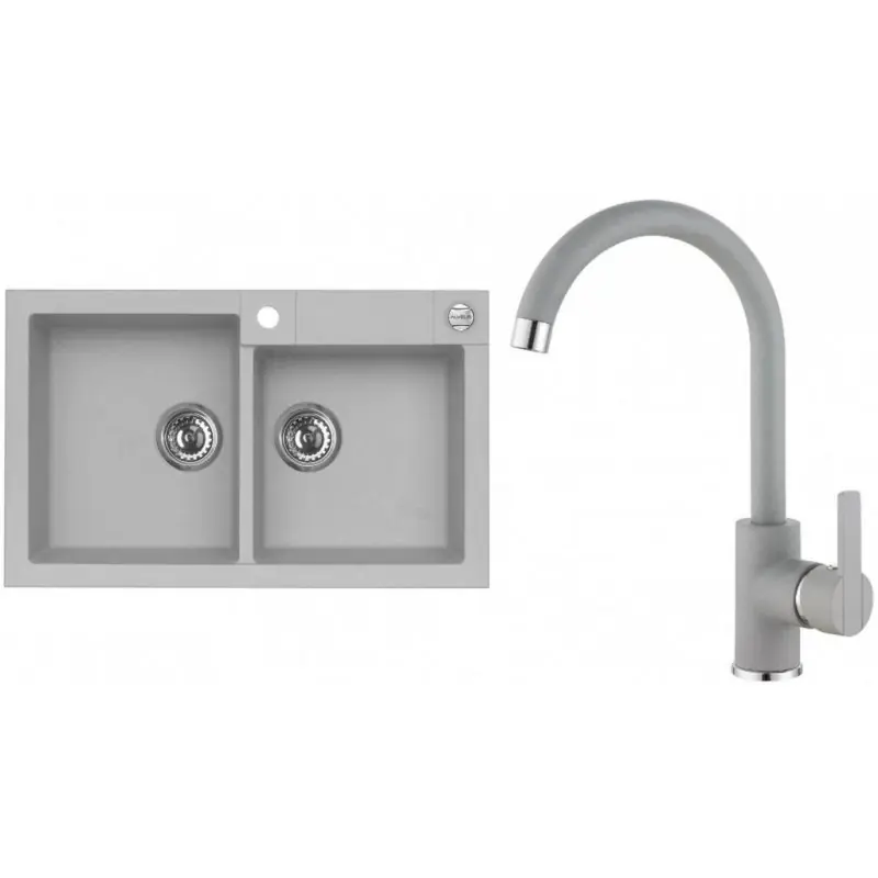 Sonderaktion ALVEUS Set ROCK 90 Granitspüle 780x480 mm + Küchenarmatur TONIA, beton