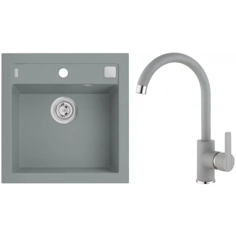 Top-Seller ALVEUS Set FORMIC 20 Granitspüle 520x510 mm + Küchenarmatur TONIA, beton