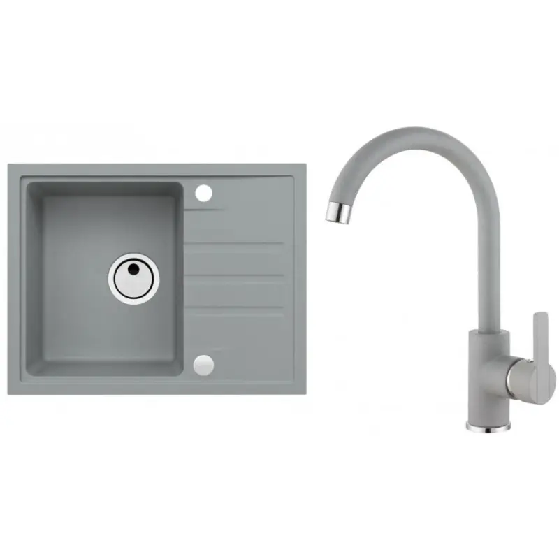 Begrenztes Angebot ALVEUS Set INTERMEZZO 30 Granitspüle 620x480 mm + Küchenarmatur TONIA, beton