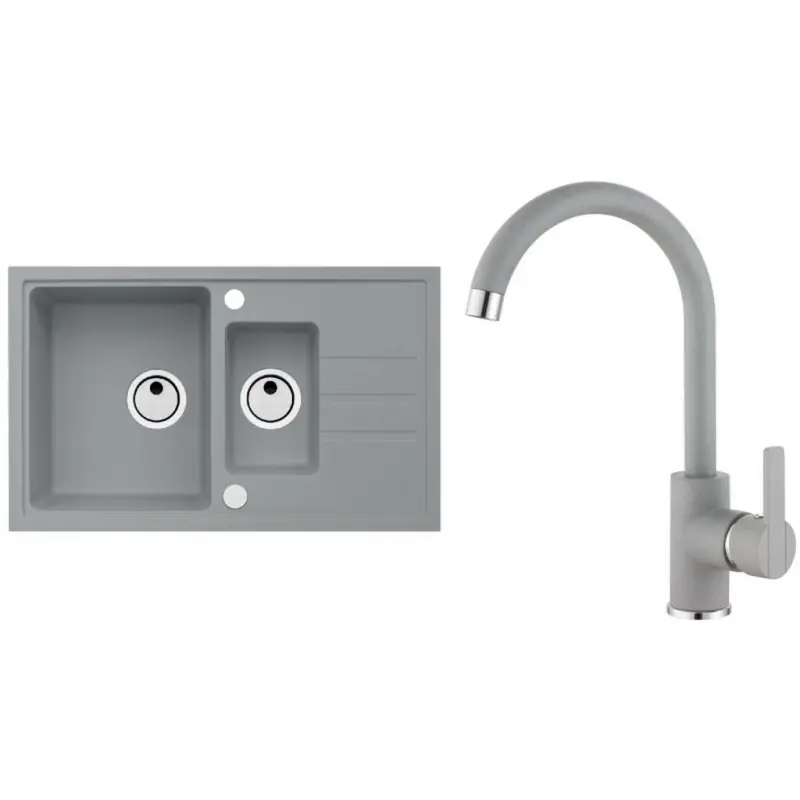 ALVEUS Set INTERMEZZO 70 Granitspüle 780x480 mm + Küchenarmatur TONIA, beton Preis Gesenkt