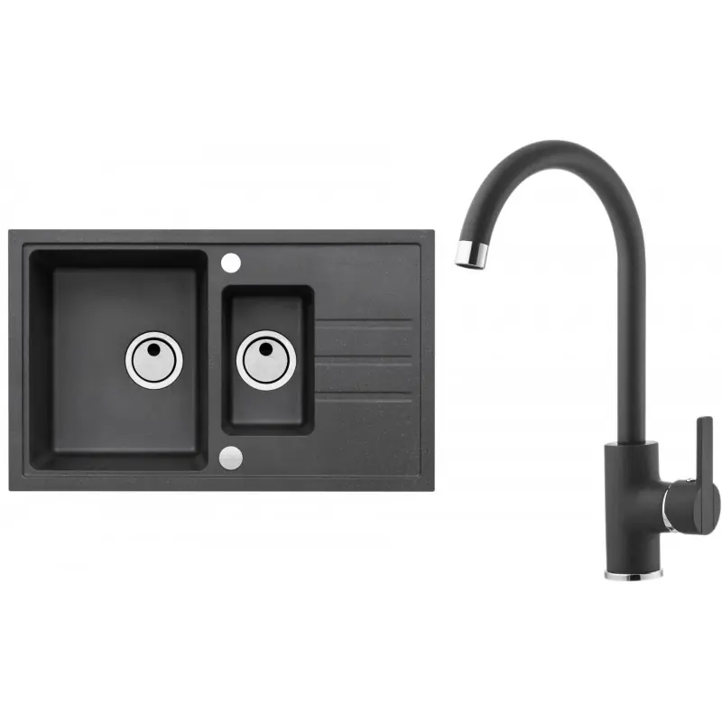 Angebot ALVEUS Set INTERMEZZO 70 Granitspüle 780x480 mm + Küchenarmatur TONIA, schwarz