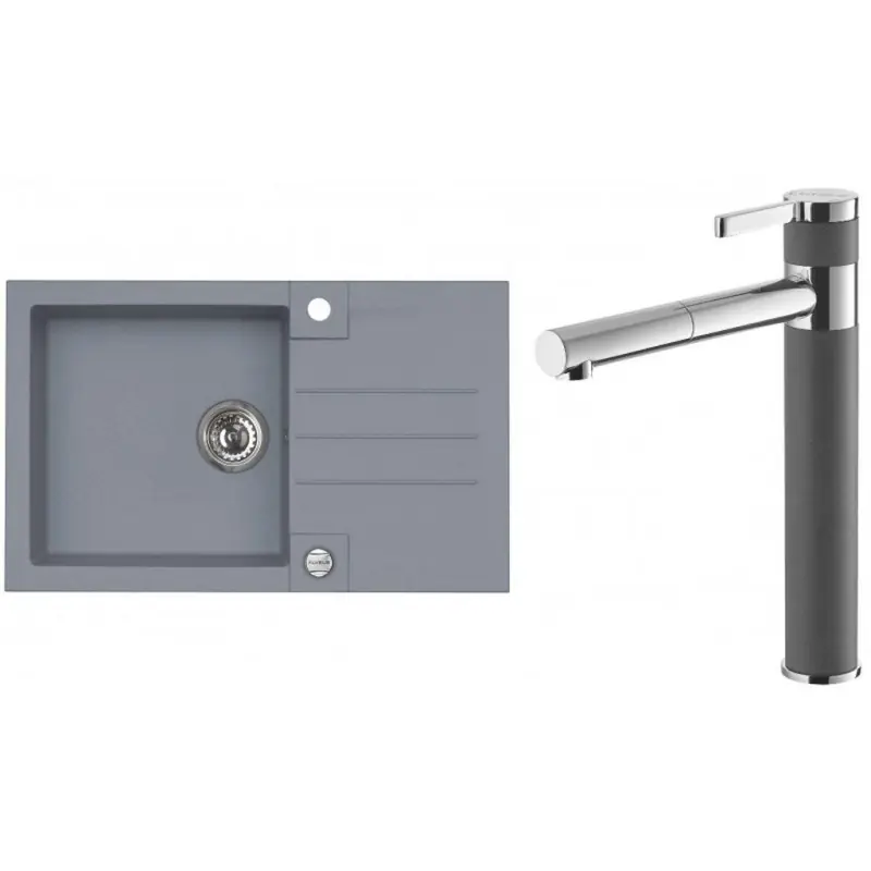 Super-Preis ALVEUS Set ROCK 130 Granitspüle 780x480 mm + Küchenarmatur ZINA, Steel 04