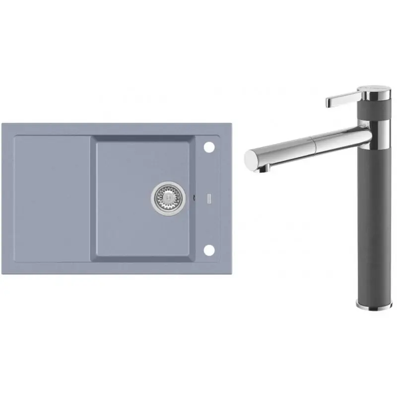 Abverkauf ALVEUS Set FORMIC 30 Granitspüle 760x500 mm + Küchenarmatur ZINA, Steel 04