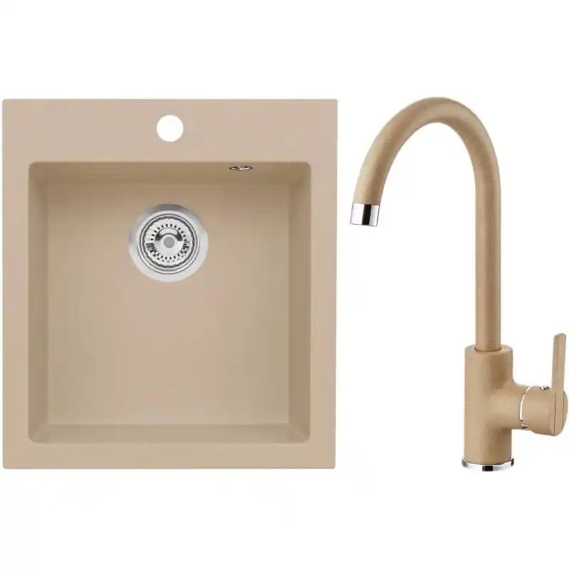 ALVEUS Set CORTINA 20 Granitspüle 450x500mm + Küchenarmatur TONIA, beige Rabatt