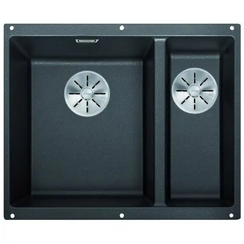 Zertifiziert BLANCO Unterbaubecken SUBLINE 340/160-U Silgranit,InFino schwarz Hauptbecken links 525985