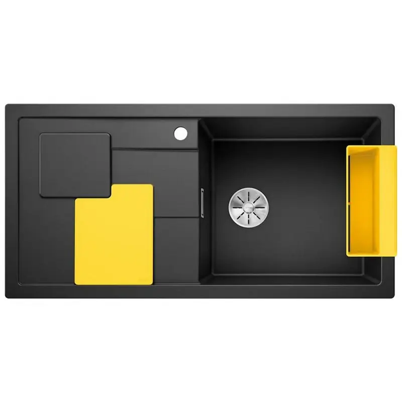 BLANCO Einbauspüle SITY XL 6 S Silgranit schwarz InFino mit Zubehör in lemon 525966 Sonderangebot