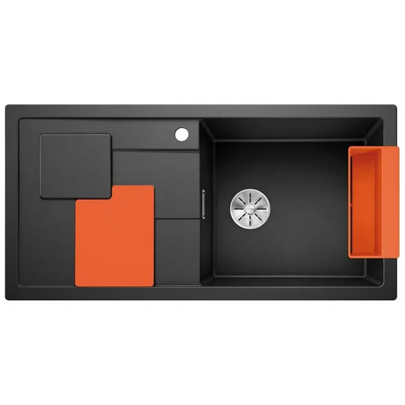Nur Heute BLANCO Einbauspüle SITY XL 6 S Silgranit schwarz InFino mit Zubehör in orange 525967