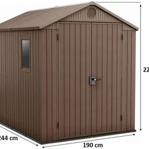 Garantierte Lieferung KETER DARWIN 6 x 8 Kunststoffgerätehaus, 190 x 244 x 221 cm, braun 17210355