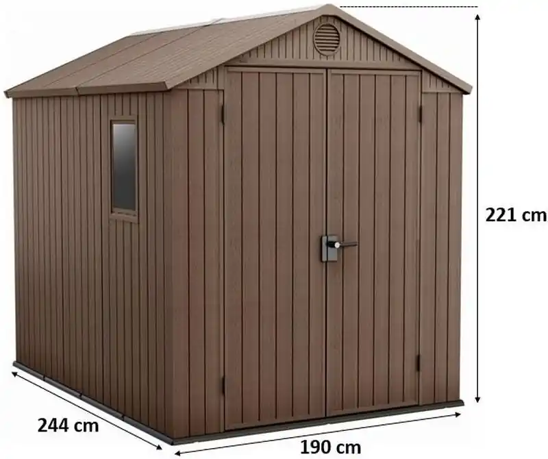 Garantierte Lieferung KETER DARWIN 6 x 8 Kunststoffgerätehaus, 190 x 244 x 221 cm, braun 17210355
