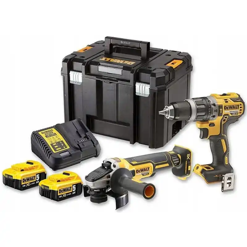 DeWALT DCK2020P2T Akku Combopack Bohrschrauber DCD791,Winkelschleifer DCG405+(2x5,0Ah/18V) Echt