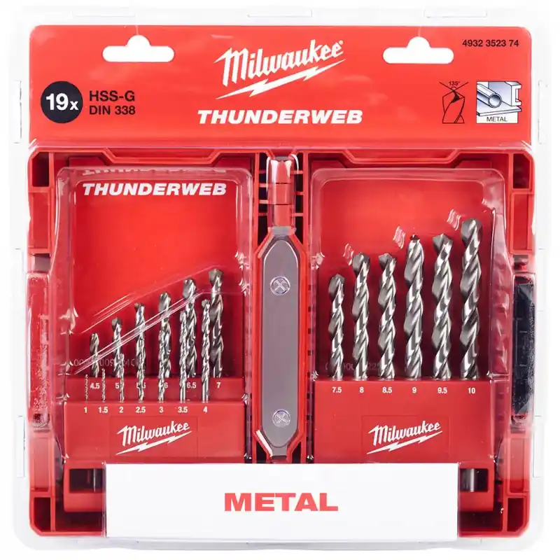 Milwaukee ThunderWeb Metallbohrer-Kassette HSS-G (19 Stück) 4932352374 Zertifiziert