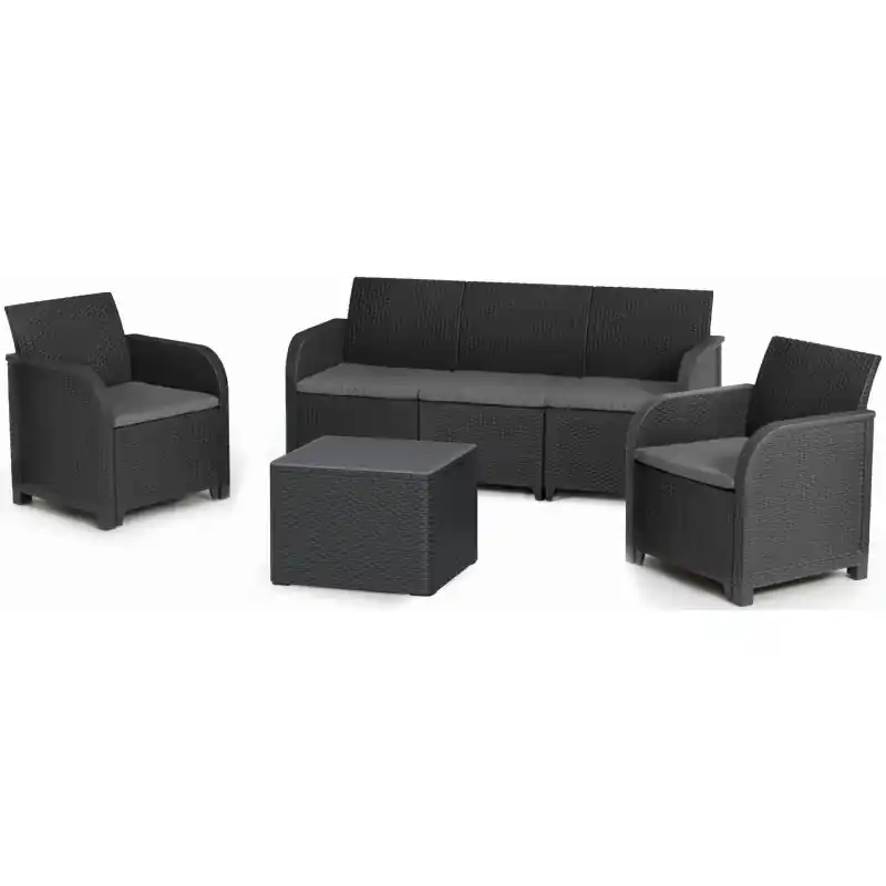 Zertifiziert KETER ROSALIE 5 SEATER Lounge-Set 4-tlg., graphit/grau 17212109