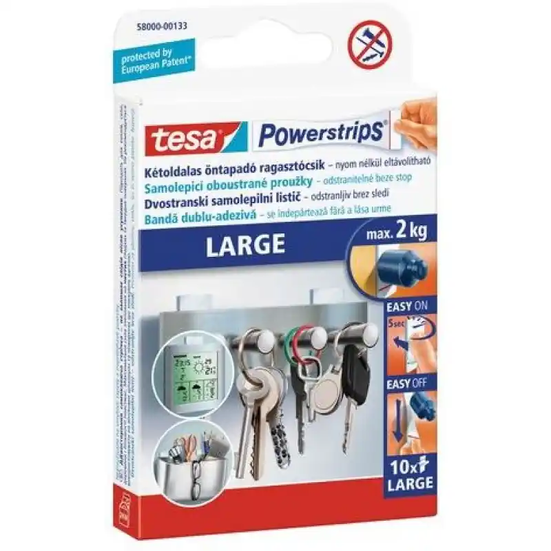 Direktkauf TESA Powerstrips Large, große doppelseitige Befestigungsstreifen, weiß, Tragkraft 2 kg 58000-00132-20