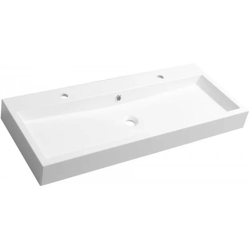 SAPHO ORINOKO Gussmarmor-Waschtisch, 2x Armaturloch, 100x10x42cm, weiß OR101 Direkt Vom Hersteller
